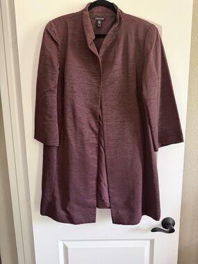 Eileen Fisher Mauve/Berry Organic Textured Cotton/Poly Topper Jacket